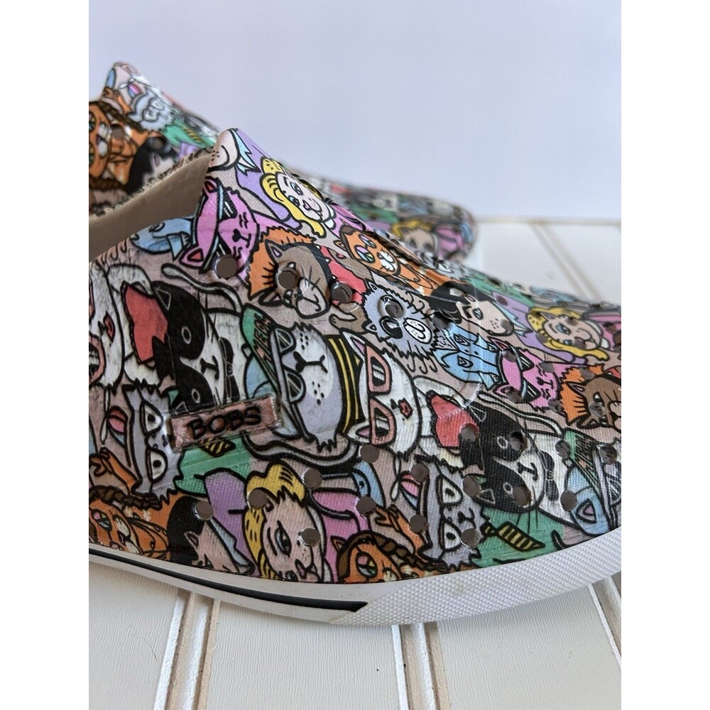 Skechers BOBS Aquamenace Cat Print Shoes Women Sz 9 Slip On EVA Foam Rubber Flat - Picture 13 of 13